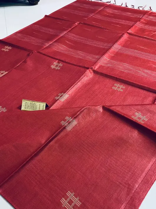 Luxurious Pure Katan Silk Ensemble With Self Weaving Design